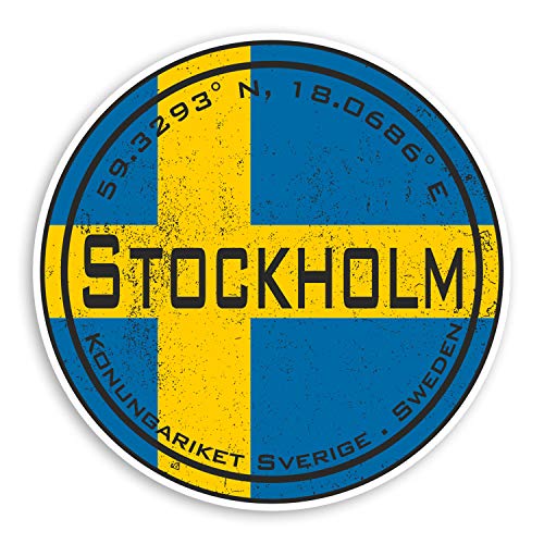 2 x 10 cm Stockholm Schweden Vinyl-Aufkleber – Flagge Reiseaufkleber Gepäck #20559 (10 cm breit) von Destination Vinyl ltd