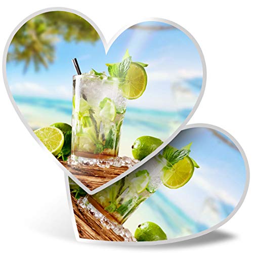 2 x 7,5 cm Herz-Aufkleber – Amazing Beach Cocktails Meer Ozean Aufkleber 8777 von Destination Vinyl ltd