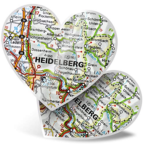 2 x Herz Aufkleber 15 cm - Heidelberg Stadt Deutschland Deutsche Reise Karte Fun Decals für Laptop, Tablet, Gepäck, Scrapbooking, Kühlschrank, #45314 von Destination Vinyl ltd