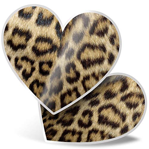 2 x Herz-Aufkleber 15 cm – Wildtierdruck Leopard Katze Fell Fun Decals für Laptops, Tablets, Gepäck, Sammelalben, Kühlschränke, #46431 von Destination Vinyl Ltd