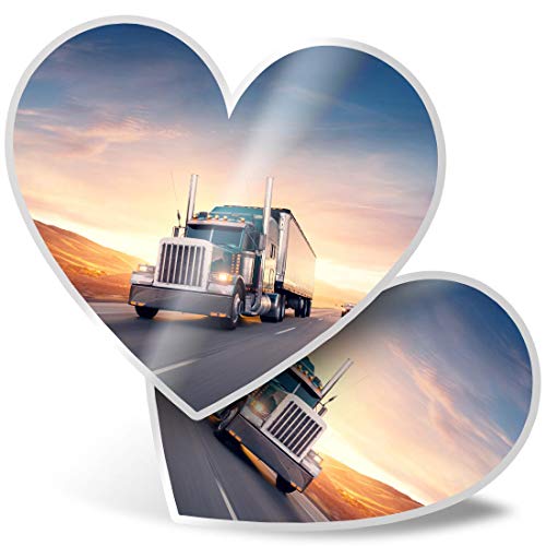 2 x Herz-Aufkleber 7,5 cm – American Truck Lorry Road Fun Decals für Laptops, Tablets, Gepäck, Scrapbooking, Kühlschränke, #8550 von Destination Vinyl Ltd