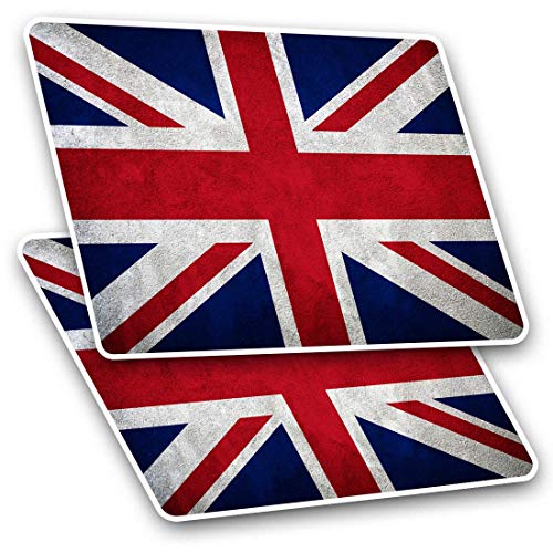 2240 Rechteckige Aufkleber (2 Stück) 10 cm – Union Jack Flagge GB UK England lustige Aufkleber für Laptops, Tablets, Gepäck, Scrapbooking, Kühlschränke von Destination Vinyl ltd