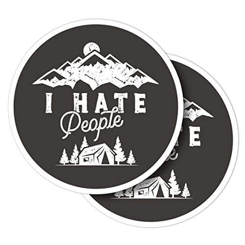 Vinyl-Aufkleber, rund, 10 cm, I Hate People Moon Forest Mountains für Laptops, Tablets, Gepäck, Scrapbooking, Kühlschrank, #60878 von Destination Vinyl Ltd