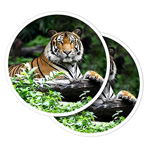 Vinyl-Aufkleber, rund, 10 cm, Motiv: Bengalischer Tiger, große Katze, Wildtier, für Laptops, Tablets, Gepäck, Scrapbooking, Kühlschränke #50238 von Destination Vinyl Ltd