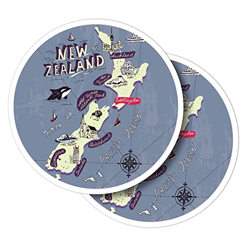 Vinyl-Aufkleber, rund, 10 cm, neuseeländische Karte von Auckland, für Laptops, Tablets, Gepäck, Scrapbooking, Kühlschränke #58713, 2 Stück von Destination Vinyl ltd