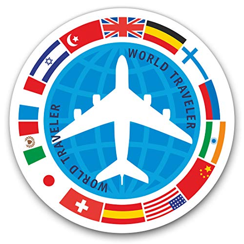 Vinyl-Aufkleber (Set mit 2 Stück) 10 cm – Weltreisen-Flaggen Flugzeug Reise Icon Aufkleber für Laptops, Tablets, Gepäck, Scrapbooking, Kühlschränke, 4348 von Destination Vinyl ltd