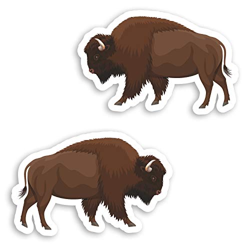 2 x 10 cm American Bison Vinyl-Aufkleber – Wild Animal Cartoon Aufkleber #29786 von Destination