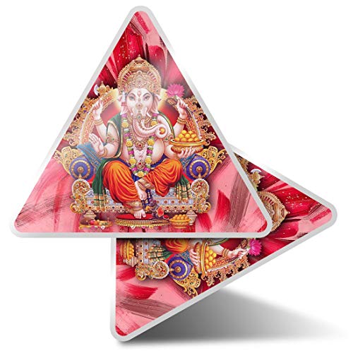 2 x Dreieck-Aufkleber 10 cm – Hindu-Lord Ganesha, indisches Indien, lustige Aufkleber für Laptops, Tablets, Gepäck, Scrapbooking, Kühlschränke #21688 von Destination