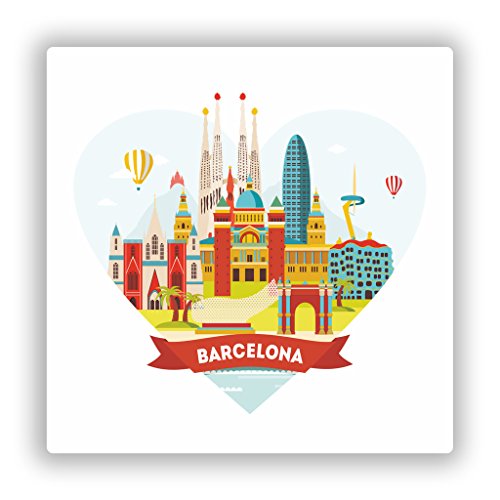 2 x Barcelona Skyline vinyl Aufkleber Reise Gepäck # 10132 - 10cm/101mm Wide von DestinationVinyl