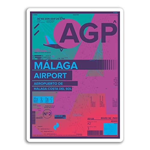 DestinationVinyl 2 x 10 cm Flughafen Malaga Vinyl Aufkleber - Spanien AGP-Aufkleber Laptop Gepäck # 17169 (10 cm groß) von DestinationVinyl