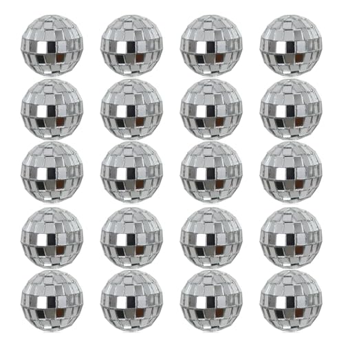 Desuibao 20 Stück Disco Spiegel Ball 5cm, Disco Kugel deko, Disco Ball Cake Toppers, kleine Cupcake discokugeln deko Torte, Mini discokugel spiegelkugel, Weihnachtsbaum 70er Jahre Disco Party Zubehör von Desuibao