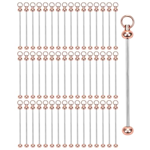 Deswtrer 50 Stück Blanke Schlüsselanhänger-Stangen mit Perlen, DIY-Schlüsselanhänger mit Perlen, Anhänger zum Herstellen Von Schlüsselanhängern, Zubehör für Bastelprojekte, Anhänger von Deswtrer