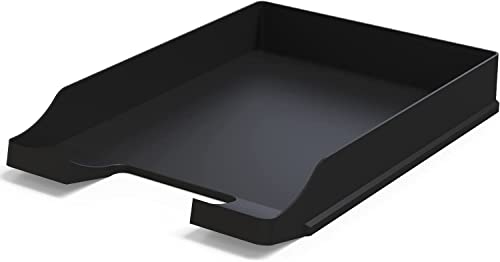 Set mit 20 Aktentabletts, A4, Schwarz, stapelbarer Schreibtisch-Organizer, Kunststoff-Tablett für das Büro, Aktenordner, Briefkörbe, 35 x 25 x 5,2 cm von Detectalia