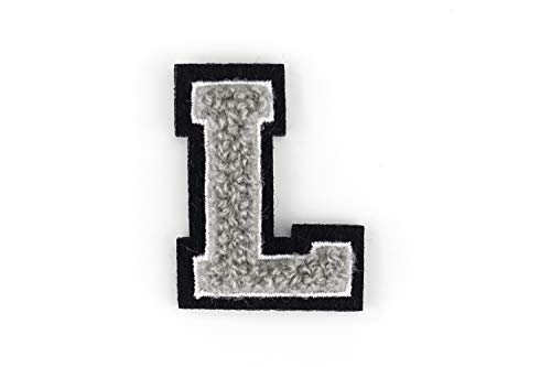 Kleine Frottee-Buchstaben 4,2 cm hoch | Grau, Weiß, Schwarz | Varsity Letter von DetonTsai