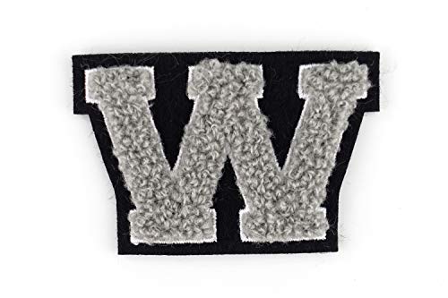 Kleine Frottee-Buchstaben 4,2 cm hoch | Grau, Weiß, Schwarz | Varsity Letter von DetonTsai