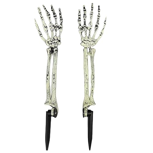 2Pcs Halloween Skelett-Arme, Halloween Skelett Dekorationen, Skelett-Requisiten, Horror Deko, Halloween Horror Dekorationen, Halloween Skelett Hand Requisiten für Garten Party Hof Outdoor Dekoration von Detontek