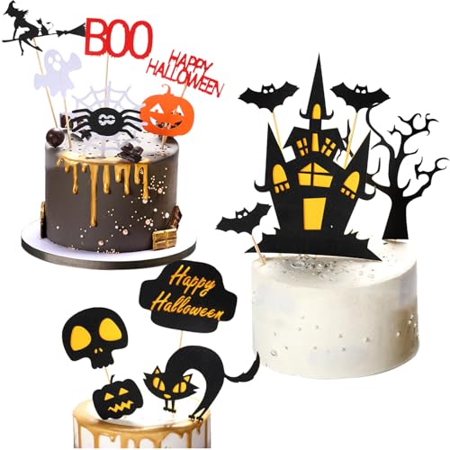 Halloween Kuchendeckel, Cake Topper Halloween, Tortendeko Halloween, Wizard tortendeko, Spinne Cupcake Topper, Kürbis Hexe Geburtstagstorte Karte, Halloween Kuchen Deko für Halloween Party Decoration von Detontek