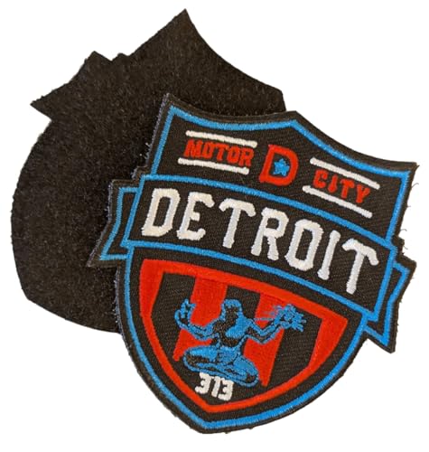 Detroit Shield Aufnäher mit Klettverschluss, bestickt, 7,6 cm breit x 7,6 cm hoch, 2 Stück Detroit Shield Aufnäher mit Klettverschluss, bestickt, 7,6 cm breit x 7,6 cm hoch, 2 Stück von Detroit Shirt Company