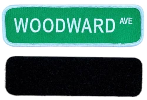 Detroit Woodward Ave Straßenschild, bestickt, 12,7 cm breit x 3,8 cm hoch, ikonischer Woodward Avenue-Aufnäher (2-teiliger Haken- und Schlaufe) von Detroit Shirt Company