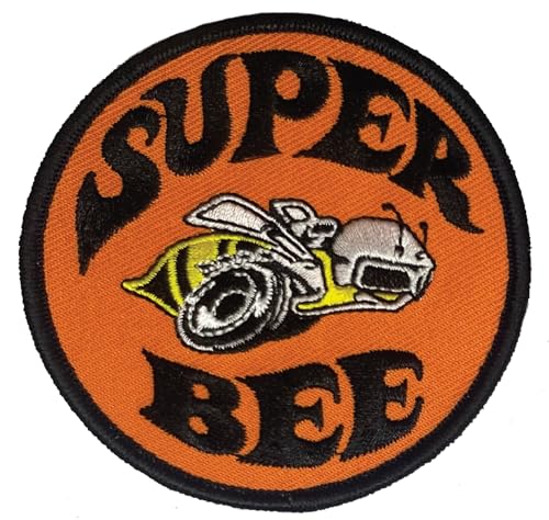 Dodge Classic Super Bee Logo bestickter Aufnäher, 7,6 cm, rund, Heißsiegel-Aufnäher für Kleidung, Jeansjacke, schwarzen Rucksack, Hut, Jacken und mehr von Detroit Shirt Company