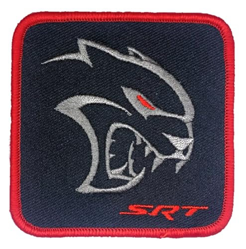 Dodge Hellcat Redeye SRT Logo bestickter Aufnäher, 7,6 x 7,6 cm, Heißsiegel-Aufnäher für Kleidung, Jeansjacke, schwarzen Rucksack, Hut, Jacken und mehr von Detroit Shirt Company