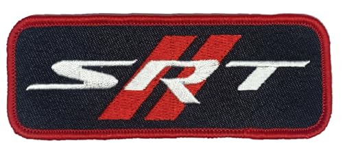 Dodge SRT Rhombus Logo bestickter Aufnäher 11,4 x 3,8 cm | Heißsiegel-Aufnäher für Kleidung, Jeansjacke, schwarzen Rucksack, Hut, Jacken und mehr von Detroit Shirt Company