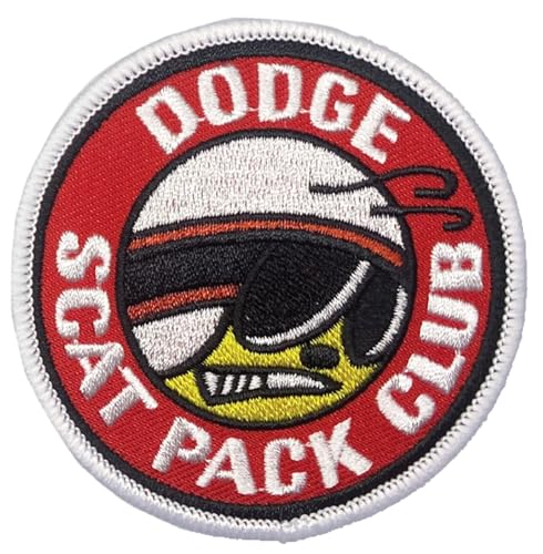 Dodge Scat Pack Club bestickter Aufnäher, 7,6 cm, rund, Heißsiegel-Aufnäher für Kleidung, Jeansjacke, schwarzen Rucksack, Hut, Jacken und mehr von Detroit Shirt Company