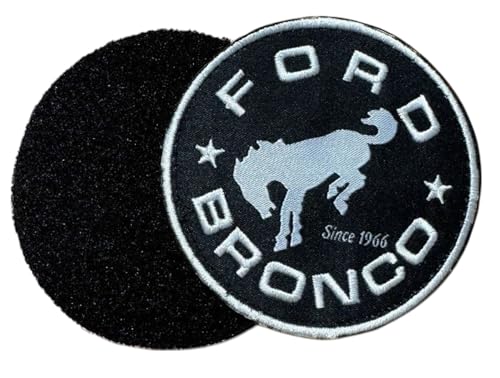 Ford Bronco Since 1966 Stars Logo Embroidered 7.6 cm Round Patch | Heat Seal or 2-Piece Hook and Loop Patches Available (2-piece Hook & Loop) von Detroit Shirt Company