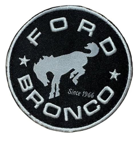 Ford Bronco Since 1966 Stars Logo Embroidered 7.6 cm Round Patch | Heat Seal or 2-Piece Hook and Loop Patches Available (Heat Seal or Iron on) von Detroit Shirt Company