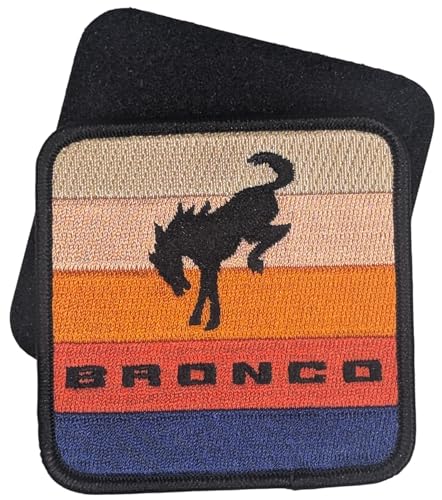 Ford Bronco Stripes Logo bestickter Aufnäher, 7,6 x 7,6 cm, Stickerei-Flicken für Kleidung, Jeansjacke, Rucksack, Hut und mehr von Detroit Shirt Company