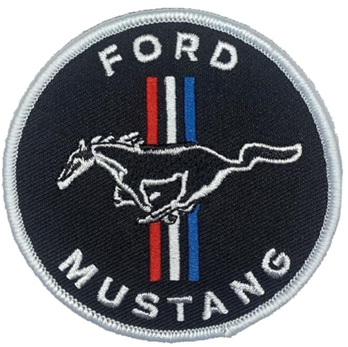 Ford Mustang Logo Kreis bestickter Aufnäher 7,6 cm rund | Heißsiegel-Aufnäher für Kleidung, Jeansjacke, schwarzen Rucksack, Hut, Jacken und mehr Ford Mustang Logo Kreis bestickter Aufnäher 7,6 cm rund | Heißsiegel-Aufnäher für Kleidung, Jeansjacke, schwarzen Rucksack, Hut, Jacken und mehr von Detroit Shirt Company