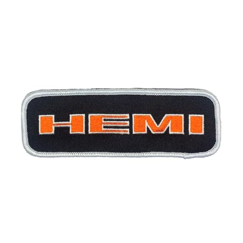 Hemi Aufnäher mit klassischem Logo, bestickt, 11,4 x 3,8 cm, Heißsiegel-Aufnäher für Kleidung, Rucksäcke, Hüte, Jacken und Jeans von Detroit Shirt Company