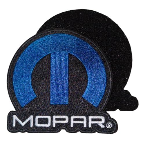 Mopar Classic Blue Omega Logo Embroidered Patch 7.6 cm x 7.1 cm | Stitch Hook and Loop Patches for Clothes, Backpacks, Hats, Jackets, and Jeans von Detroit Shirt Company