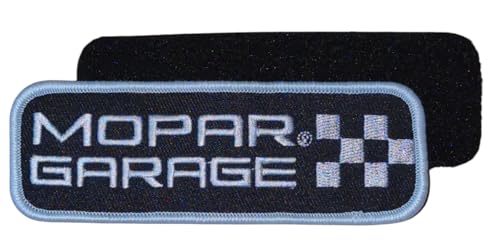 Mopar Garagenaufnäher, karierte Flagge, Logo, bestickt, 11,4 x 3,8 cm, Stickerei-Flicken für Kleidung, Rucksäcke, Hüte, Jacken und Jeans von Detroit Shirt Company