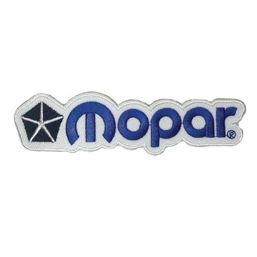 Mopar Pentastar-Logo, bestickt, 11,4 x 3 cm, Heißsiegel-Aufnäher für Kleidung, Rucksäcke, Hüte, Jacken und Jeans von Detroit Shirt Company