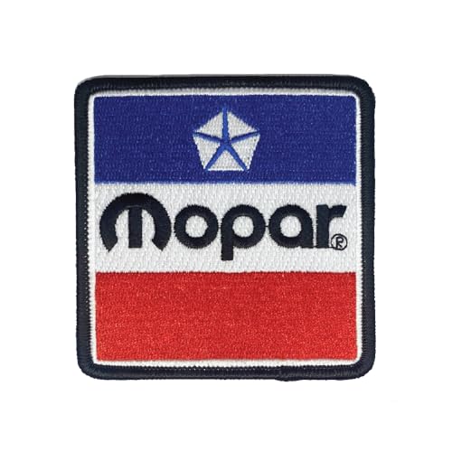 Mopar RWB Aufnäher mit Pentastar-Logo, bestickt, 7,6 x 7,6 cm, Heißsiegel-Aufnäher für Kleidung, Rucksäcke, Hüte, Jacken und Jeans von Detroit Shirt Company