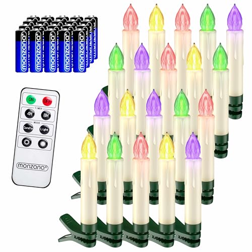 DEUBA® LED Weihnachtsbaumkerzen Kabellos 20er Set Bunt mit Batterie Timer Christbaumkerzen Tannenbaumkerzen Lichterkette Weihnachtsbaum Beleuchtung von Deuba