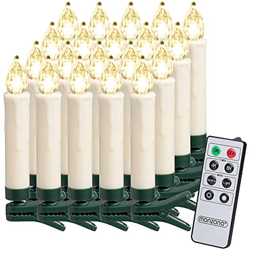 DEUBA® LED Weihnachtsbaumkerzen Kabellos 20er Set Warmweiß Batterie Timer Christbaumkerzen Tannenbaumkerzen Lichterkette Weihnachtsbaum Beleuchtung von Deuba