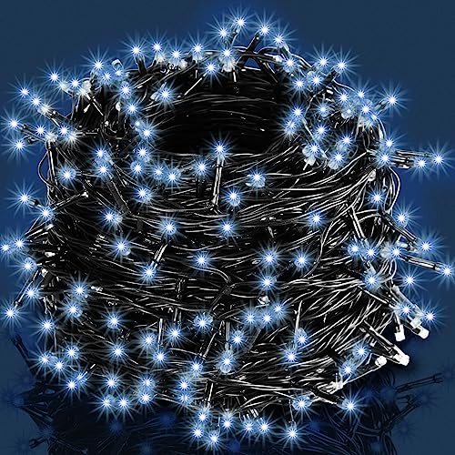 Deuba® Lichterkette 100 LED Außen Timer 8 verschiedene Leuchtmodi IP44 Dimmbar Batterie Weihnachten Innen Weihanachtslichterkette Beleuchtung Kaltweiß von Deuba