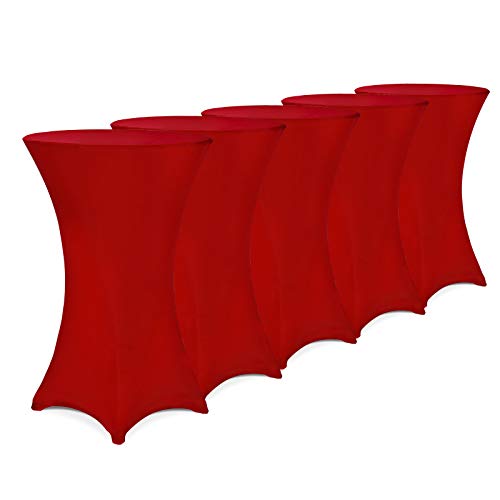 Deuba® 5X Stehtisch Hussen Ø 60-65/70-75/80-85cm Viele Farben 30°C Waschbar Verstärkte Standfüße Stehtischhusse Überzug Stretch (Ø 60-65cm, Rot) von Deuba