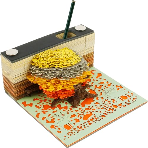 Schreibtischkalender,3D Notizblock Papier Schreibtisch kalender,2024 Tischkalender-Notizblock,DIY-Notizen,3D-Haftnotizen Papier Schnitzen Geschenk Desktop Home Dekoration Geschenk (Orange) von Deuson