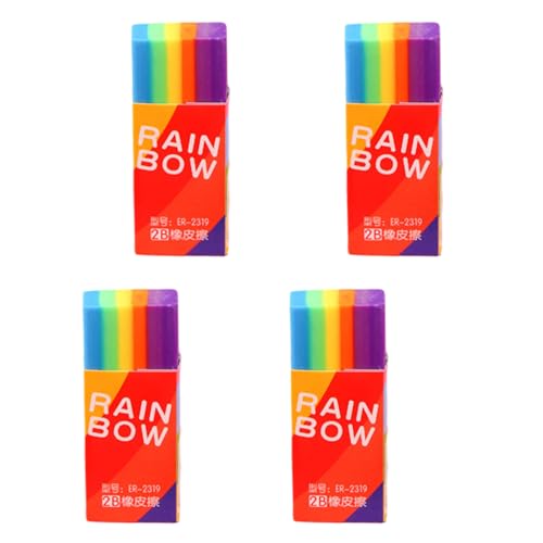 4 Stück Regenbogen Radiergummi, 2B Kinder Radiergummi Set, Mini-Radiergummi für Kinder Mitgebsel Geschenk Spielzeug, Lustig Weich Radierer für Büros Schule Zeichnen von Devenirriche