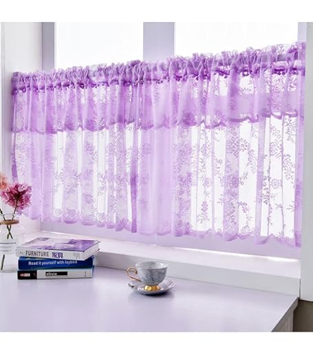 Devola Scheibengardine mit Blumen Kurzgardine Landhaus mit Spitze Kurzstore Gardinen Bistrogardine Transparent Kurze Vorhänge Landhausstil Küchenvorhang BxH 200x60cm Violett 1 Stück Devola Scheibengardine mit Blumen Kurzgardine Landhaus mit Spitze Kurzstore Gardinen Bistrogardine Transparent Kurze Vorhänge Landhausstil Küchenvorhang BxH 200x60cm Violett 1 Stück von Devola