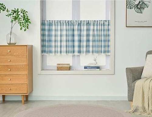 Devola Scheibengardinen Kariert Landhausstil Bistrogardine Karo Küchengardinen mit Spitze Kurzstore mit Stangendurchzug Kurzgardine Blickdicht Gardine Privatsphäre HxB 60x120cm Blau 1 Stück Devola Scheibengardinen Kariert Landhausstil Bistrogardine Karo Küchengardinen mit Spitze Kurzstore mit Stangendurchzug Kurzgardine Blickdicht Gardine Privatsphäre HxB 60x120cm Blau 1 Stück von Devola