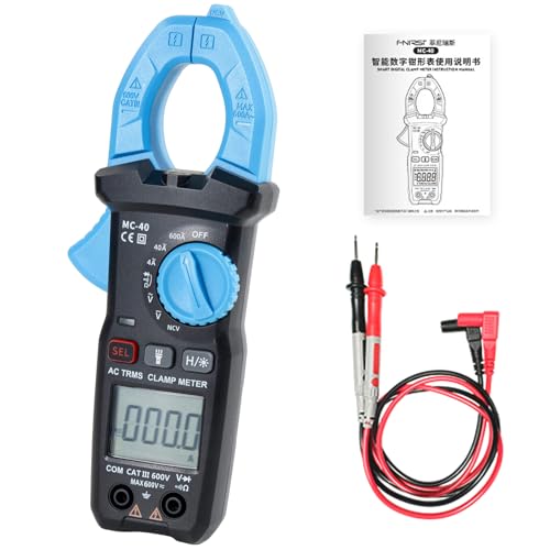 DewinLVD Multimeter mit Zange für Strom, Zangenmultimeter mit automatischem Bereich TRMS, Amperometrisches Multimeter Ca A 4000 Counts mit LED, Messung der Spannung Strom Widerstand Diode NCV von DewinLVD