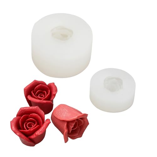 Dewocke 2 Stück 3D Kerzenform Silikon Blumenformen Set, Rose Kerzen Gießen Formen, Silikonform für Sojawachs, Bienenwachs, Duftkerzen, DIY Kunsthandwerk und Kuchen Dekoration von Dewocke