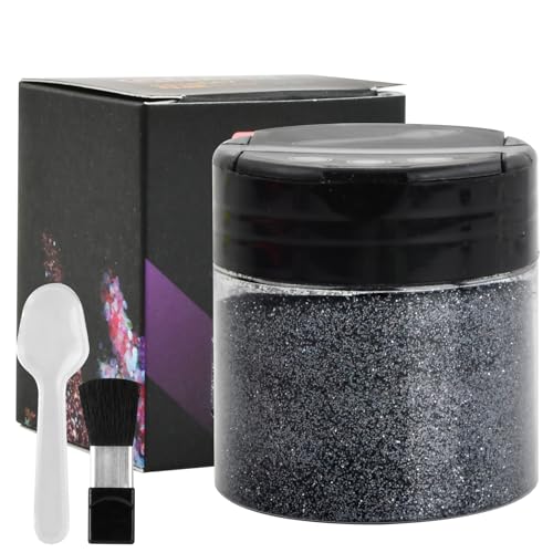 Dewocke Feiner Glitzer Pulver, 50g Nagel Glitzerpuder Schwarz, Glitzerpulver zum Basteln, Glitzer für Nageldesign, DIY-Projekte, Festdekorationen - Schwarz von Dewocke