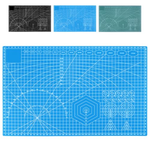 Dezain® DIY - Schneidematte A3 selbstheilend – Bastelunterlage mit Zentimeterskala – Schneideunterlage für Modellbau & zum Basteln – Beidseitig bedruckte Cutting Mat – Blau von Dezain