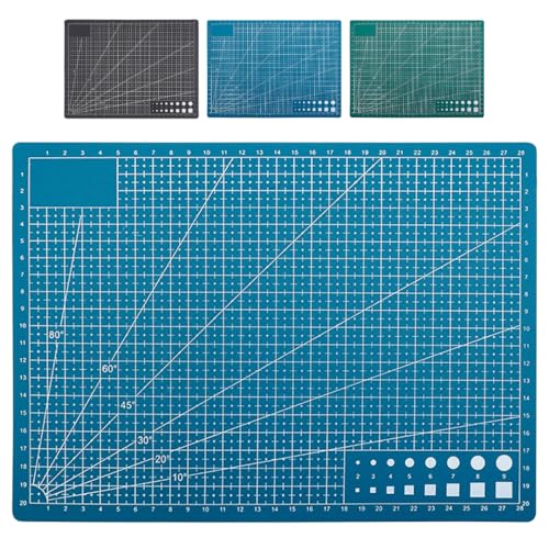 Dezain® DIY - Schneidematte A4 selbstheilend – Bastelunterlage mit Zentimeterskala – Schneideunterlage für Modellbau & zum Basteln – Beidseitig bedruckte Cutting Mat – Blau von Dezain