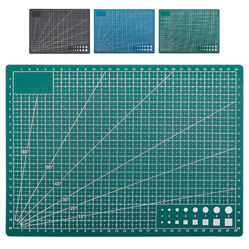 Dezain® DIY - Schneidematte A4 selbstheilend – Bastelunterlage mit Zentimeterskala – Schneideunterlage für Modellbau & zum Basteln – Beidseitig bedruckte Cutting Mat – Grün von Dezain